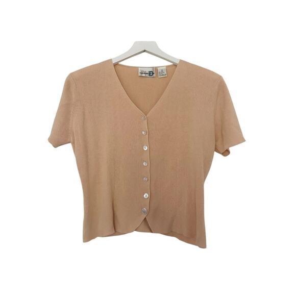 Vintage Paul Harris Design Orange Sherbert Short Sleeve Cardigan Sweater Medium - Picture 1 of 7